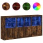 vidaXL Sideboard mit LED-Leuchten Räuchereiche 202x37x100 cm vidaXL Sideboard mit LED-Leuchten Räuchereiche 202x37x100 cm
