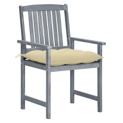 Gartenstühle mit Kissen 4 Stk. Grau Massivholz Akazie