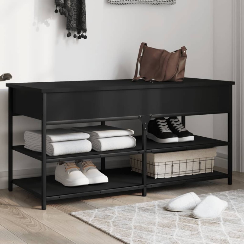 vidaXL Schuhbank Schwarz 100x42,5x50 cm Holzwerkstoff vidaXL Schuhbank Schwarz 100x42,5x50 cm Holzwerkstoff