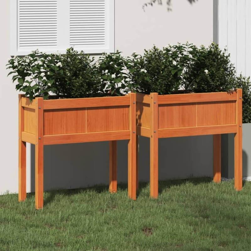 vidaXL Pflanzkübel mit Beinen 2 Stk. Wachsbraun Massivholz Kiefer vidaXL Pflanzkübel mit Beinen 2 Stk. Wachsbraun Massivholz Kiefer