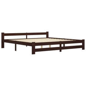vidaXL Massivholzbett Dunkelbraun Kiefernholz 200x200 cm