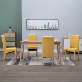 vidaXL Esszimmerstühle 4 Stk. Gelb Stoff