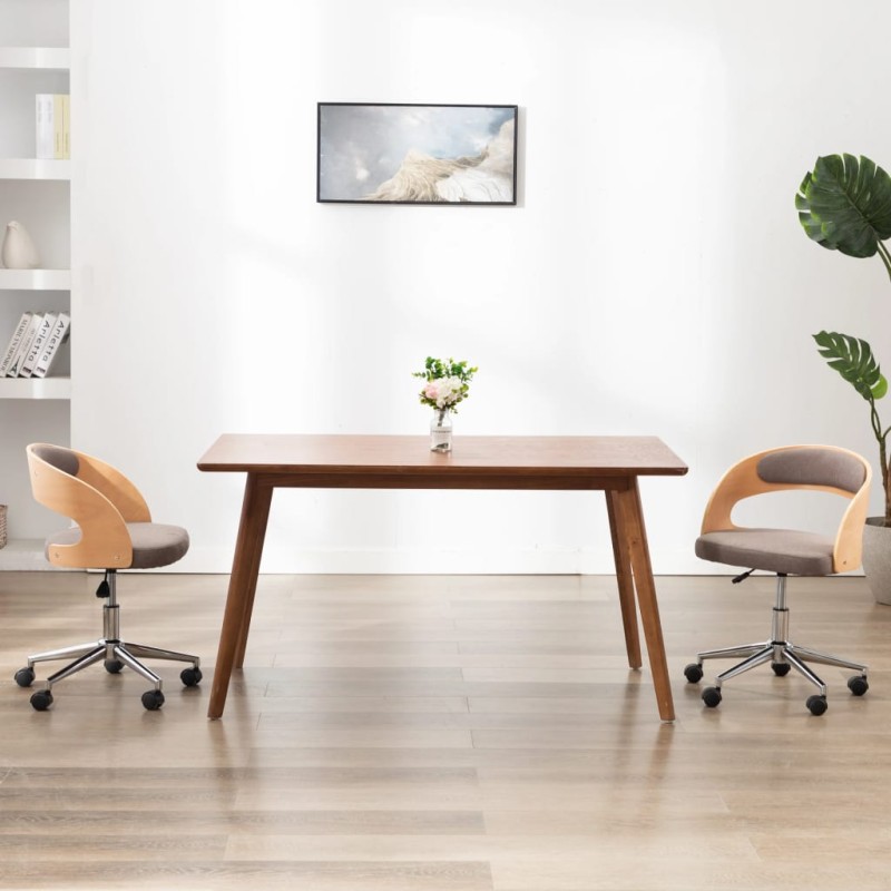 vidaXL Esszimmerstuhl Drehbar Taupe Bugholz und Stoff vidaXL Esszimmerstuhl Drehbar Taupe Bugholz und Stoff