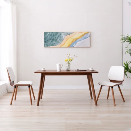 vidaXL Esszimmerstühle 2 Stk. Weiß Kunstleder