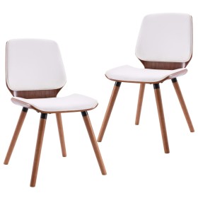 vidaXL Esszimmerstühle 2 Stk. Weiß Kunstleder