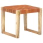 vidaXL Hocker Hellbraun Echtleder und Mango Massivholz vidaXL Hocker Hellbraun Echtleder und Mango Massivholz