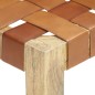vidaXL Hocker Hellbraun Echtleder und Mango Massivholz vidaXL Hocker Hellbraun Echtleder und Mango Massivholz