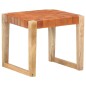 vidaXL Hocker Hellbraun Echtleder und Mango Massivholz vidaXL Hocker Hellbraun Echtleder und Mango Massivholz