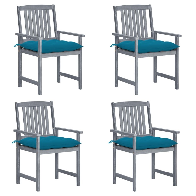 vidaXL Gartenstühle mit Kissen 4 Stk. Grau Massivholz Akazie vidaXL Gartenstühle mit Kissen 4 Stk. Grau Massivholz Akazie