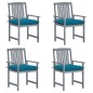 vidaXL Gartenstühle mit Kissen 4 Stk. Grau Massivholz Akazie vidaXL Gartenstühle mit Kissen 4 Stk. Grau Massivholz Akazie