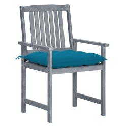 vidaXL Gartenstühle mit Kissen 4 Stk. Grau Massivholz Akazie