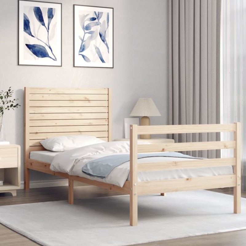 vidaXL Massivholzbett mit Kopfteil 100x200 cm vidaXL Massivholzbett mit Kopfteil 100x200 cm