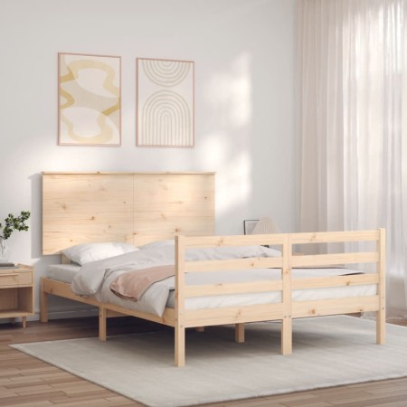 vidaXL Massivholzbett mit Kopfteil 140x190 cm
