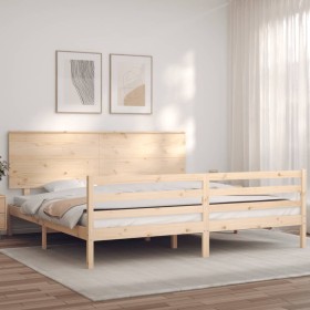vidaXL Massivholzbett mit Kopfteil 200x200 cm