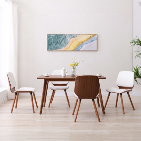vidaXL Esszimmerstühle 4 Stk. Weiß Kunstleder 