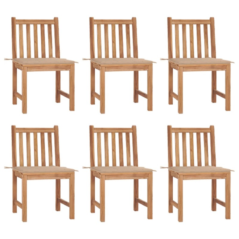 vidaXL Gartenstühle 6 Stk. mit Kissen Massivholz Teak vidaXL Gartenstühle 6 Stk. mit Kissen Massivholz Teak