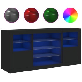 vidaXL Sideboard mit LED-Leuchten Schwarz 142,5x37x67 cm