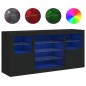 vidaXL Sideboard mit LED-Leuchten Schwarz 142,5x37x67 cm vidaXL Sideboard mit LED-Leuchten Schwarz 142,5x37x67 cm