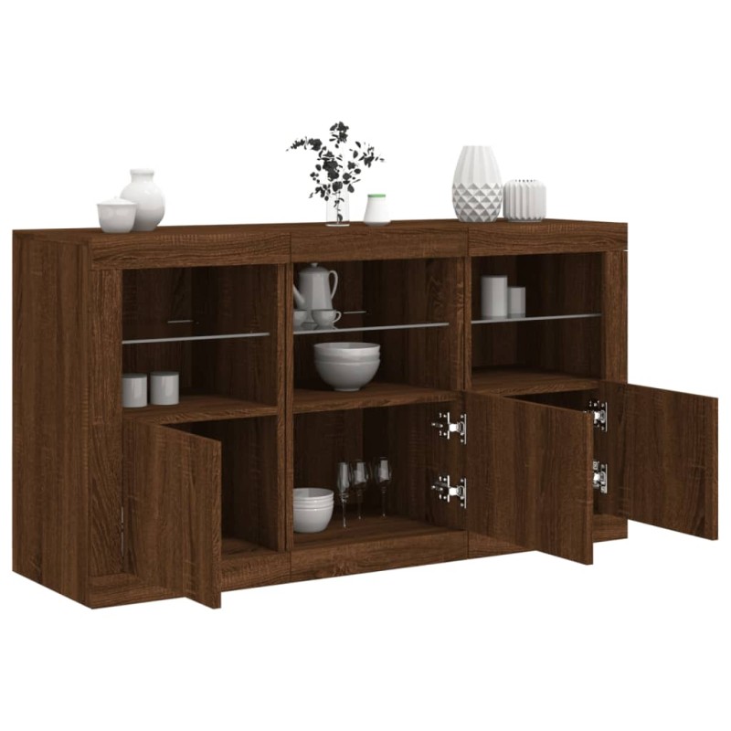 vidaXL Sideboard mit LED-Leuchten Braun Eichen-Optik 123x37x67 cm vidaXL Sideboard mit LED-Leuchten Braun Eichen-Optik 123x37x67 cm