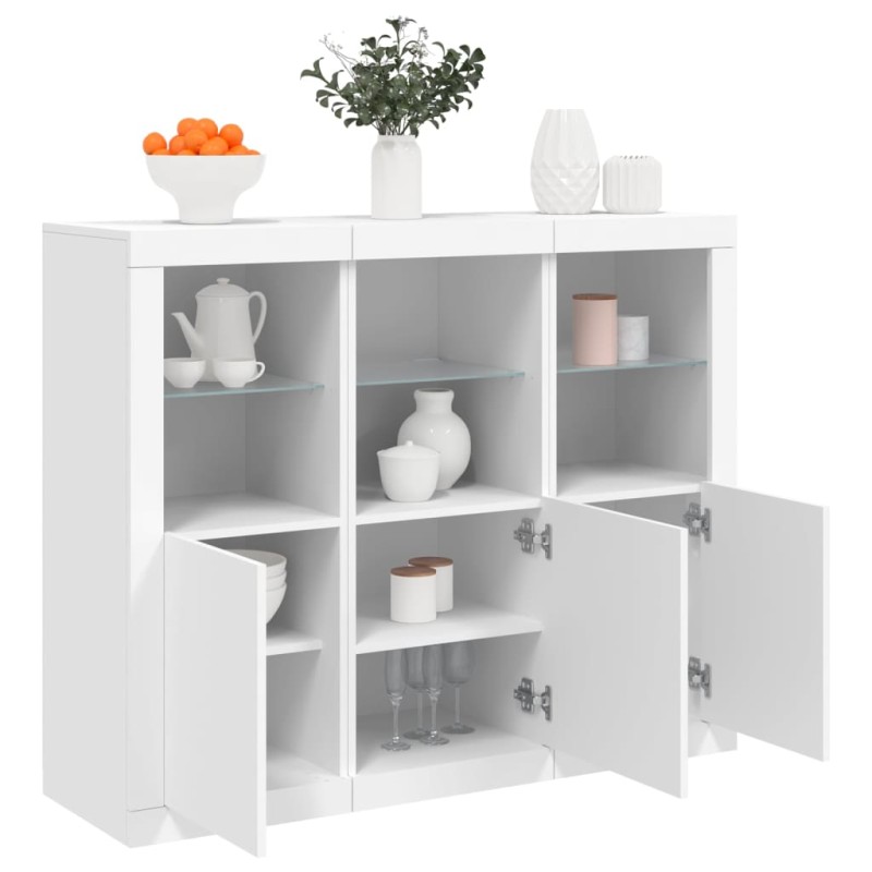 vidaXL Sideboards mit LED-Leuchten 3 Stk. Weiß Holzwerkstoff vidaXL Sideboards mit LED-Leuchten 3 Stk. Weiß Holzwerkstoff
