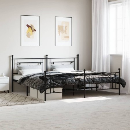 vidaXL Bettgestell mit Kopf- und Fußteil Metall Schwarz 193x203 cm