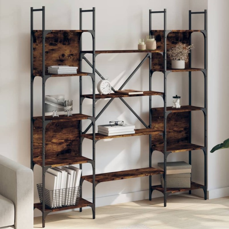 vidaXL Bücherregal Räuchereiche 155,5x24x166,5 cm Holzwerkstoff