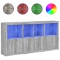 vidaXL Sideboard mit LED-Leuchten Grau Sonoma 202x37x100 cm vidaXL Sideboard mit LED-Leuchten Grau Sonoma 202x37x100 cm