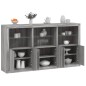 vidaXL Sideboard mit LED-Leuchten Grau Sonoma 181,5x37x100 cm vidaXL Sideboard mit LED-Leuchten Grau Sonoma 181,5x37x100 cm