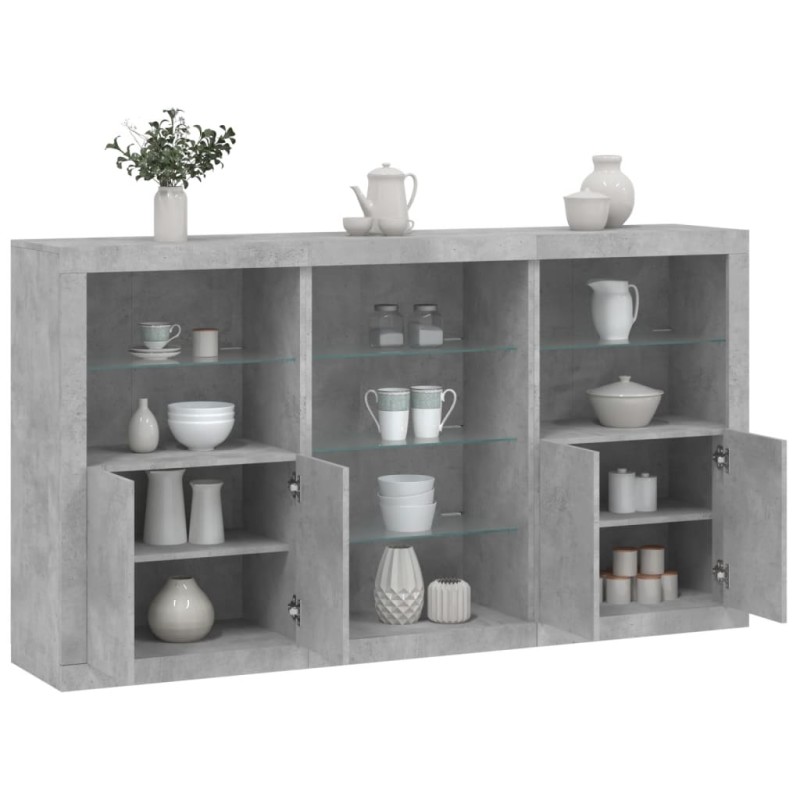 vidaXL Sideboard mit LED-Leuchten Betongrau 181,5x37x100 cm vidaXL Sideboard mit LED-Leuchten Betongrau 181,5x37x100 cm