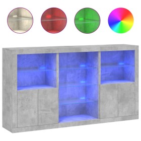 vidaXL Sideboard mit LED-Leuchten Betongrau 181,5x37x100 cm