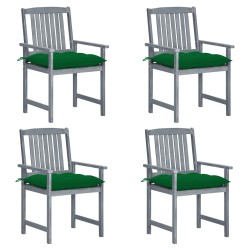 vidaXL Gartenstühle mit Kissen 4 Stk. Grau Massivholz Akazie