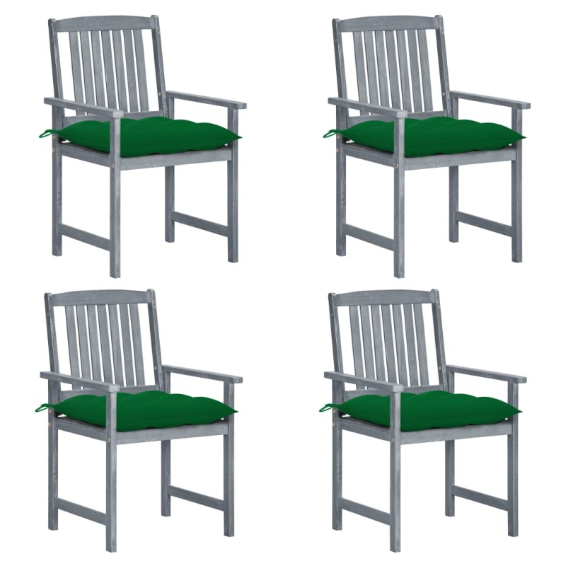vidaXL Gartenstühle mit Kissen 4 Stk. Grau Massivholz Akazie vidaXL Gartenstühle mit Kissen 4 Stk. Grau Massivholz Akazie