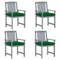 vidaXL Gartenstühle mit Kissen 4 Stk. Grau Massivholz Akazie vidaXL Gartenstühle mit Kissen 4 Stk. Grau Massivholz Akazie