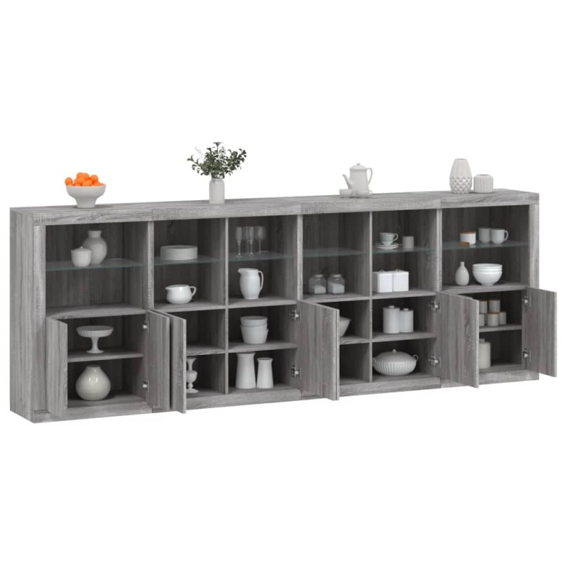 vidaXL Sideboard mit LED-Leuchten Grau Sonoma 283x37x100 cm vidaXL Sideboard mit LED-Leuchten Grau Sonoma 283x37x100 cm