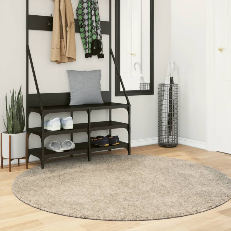 vidaXL Teppich ISTAN Hochflor Glänzend Beige Ø 160 cm vidaXL Teppich ISTAN Hochflor Glänzend Beige Ø 160 cm