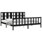 Massivholzbett mit Kopfteil Schwarz 200x200 cm Massivholzbett mit Kopfteil Schwarz 200x200 cm
