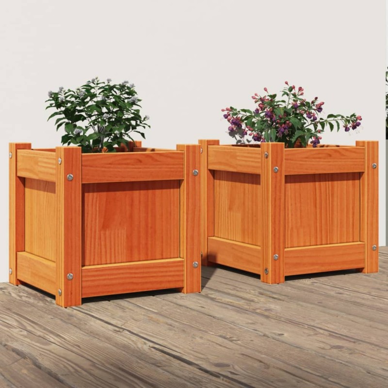 vidaXL Pflanzkübel 2 Stk. Wachsbraun Massivholz Kiefer vidaXL Pflanzkübel 2 Stk. Wachsbraun Massivholz Kiefer