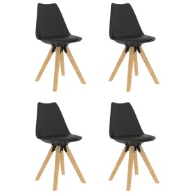 vidaXL Esszimmerstühle 4 Stk. Schwarz PP und Massivholz Buche