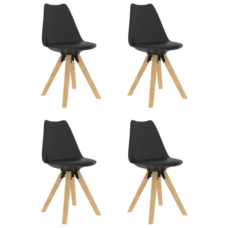 vidaXL Esszimmerstühle 4 Stk. Schwarz PP und Massivholz Buche vidaXL Esszimmerstühle 4 Stk. Schwarz PP und Massivholz Buche