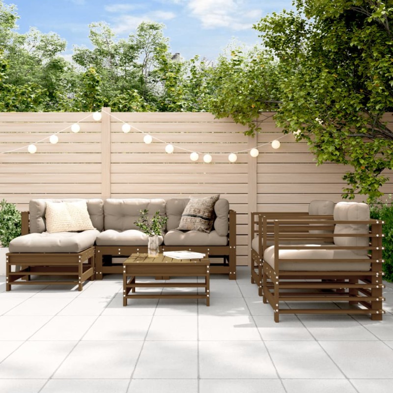 vidaXL 7-tlg. Garten-Lounge-Set Honigbraun Massivholz Kiefer vidaXL 7-tlg. Garten-Lounge-Set Honigbraun Massivholz Kiefer