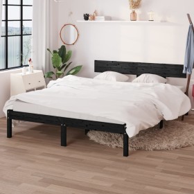 vidaXL Massivholzbett Schwarz Kiefer 140x190 cm