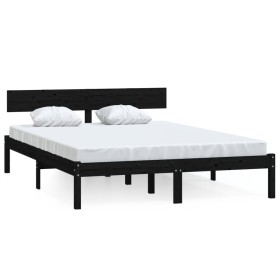 vidaXL Massivholzbett Schwarz Kiefer 140x190 cm