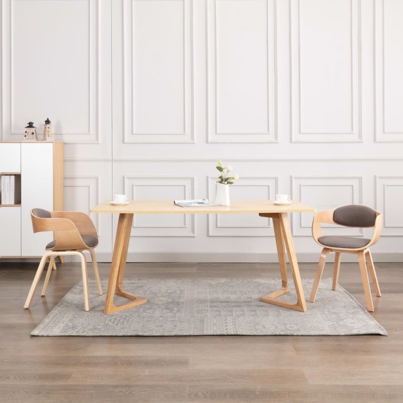 vidaXL Esszimmerstühle 2 Stk. Bugholz und Taupe Stoff vidaXL Esszimmerstühle 2 Stk. Bugholz und Taupe Stoff