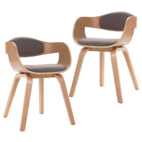 vidaXL Esszimmerstühle 2 Stk. Bugholz und Taupe Stoff 