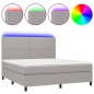 vidaXL Boxspringbett mit Matratze & LED Hellgrau 180x200 cm Stoff vidaXL Boxspringbett mit Matratze & LED Hellgrau 180x200 cm Stoff