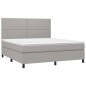 vidaXL Boxspringbett mit Matratze & LED Hellgrau 180x200 cm Stoff vidaXL Boxspringbett mit Matratze & LED Hellgrau 180x200 cm Stoff