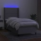 vidaXL Boxspringbett mit Matratze & LED Hellgrau 80x200 cm Stoff vidaXL Boxspringbett mit Matratze & LED Hellgrau 80x200 cm Stoff