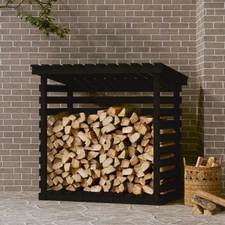 vidaXL Kaminholzregal Schwarz 108x73x108 cm Massivholz Kiefer