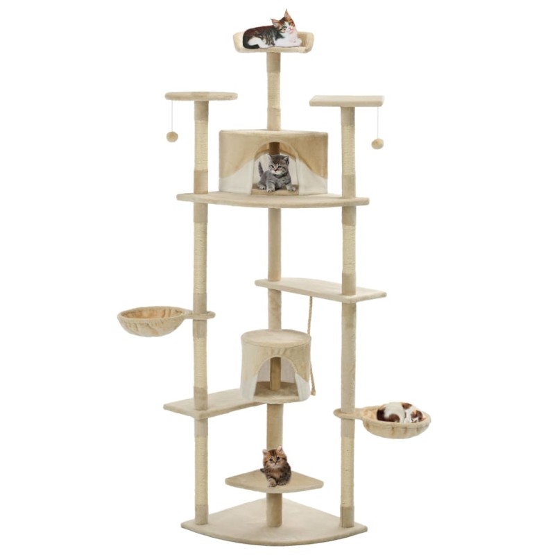 vidaXL Katzen-Kratzbaum Sisal 203 cm Beige und Weiß vidaXL Katzen-Kratzbaum Sisal 203 cm Beige und Weiß