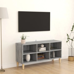 vidaXL TV-Schrank mit Massivholz-Beinen Grau Sonoma 103,5x30x50 cm